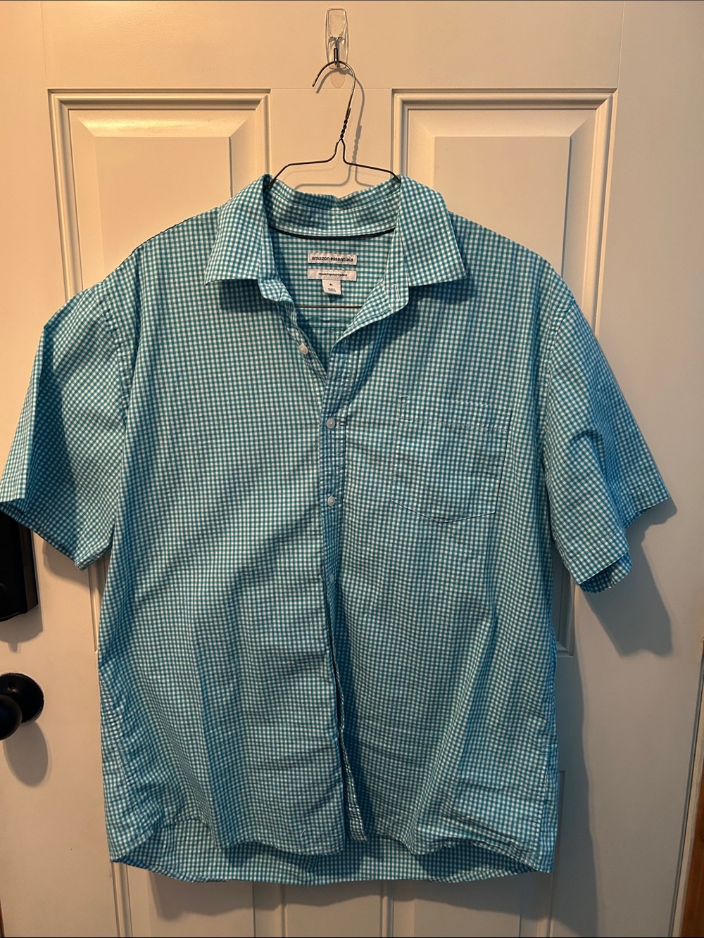 Lightweight Teal Gingham Short-Sleeve Button-Up Shirt